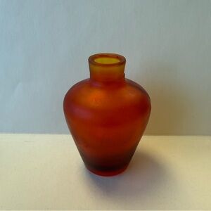 Vintage Small Matte Amber-Orange Ombré Art Glass Paste Bottle Bud Vase